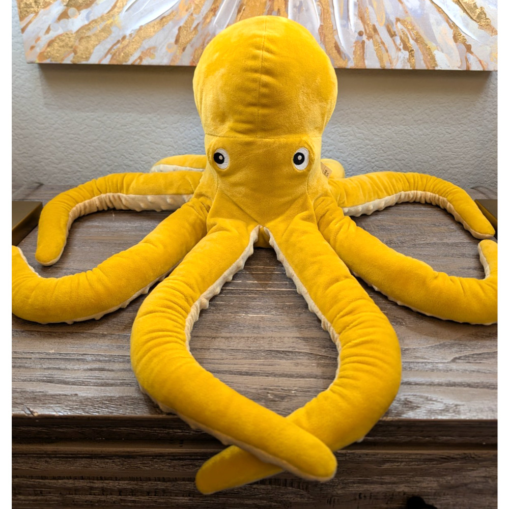 IKEA BLAVINGAD Octopus Plush Yellow 20” Soft Toy Stuffed Animal Clean EUC